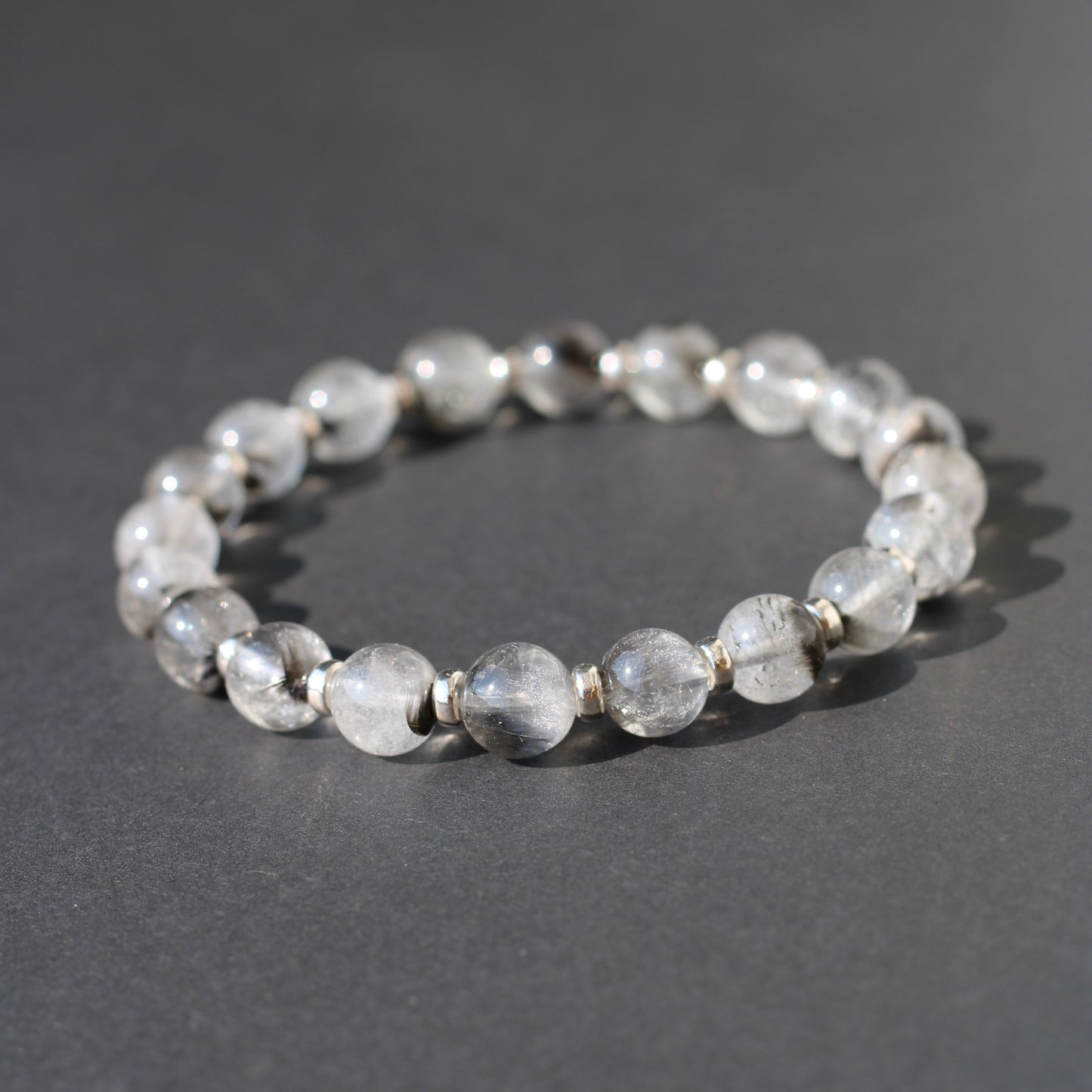 Brookite Fishbone In Quartz Silver Rutile Power Bracelet With Sterling Silver & Brookite Crystal