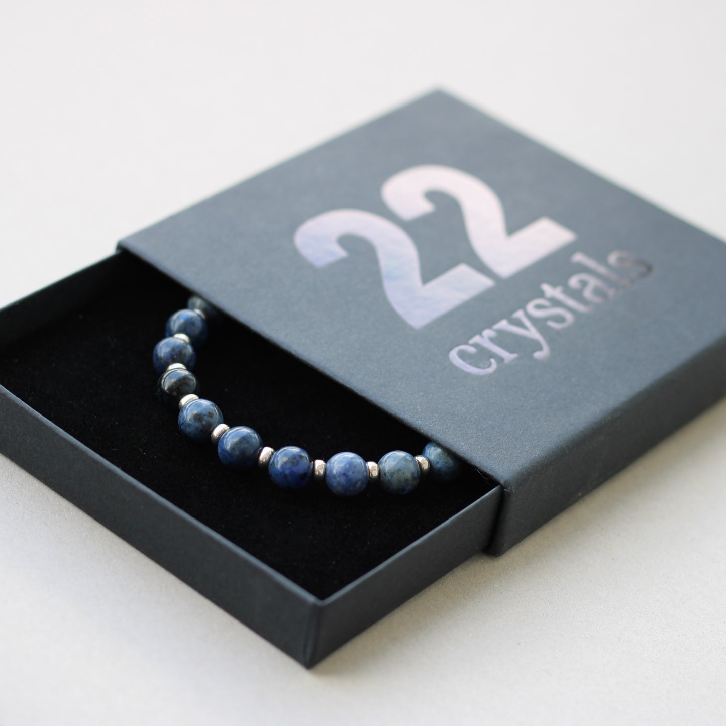 Dumortierite Power Bracelet With Sterling Silver & Dumortierite Tumble Stone