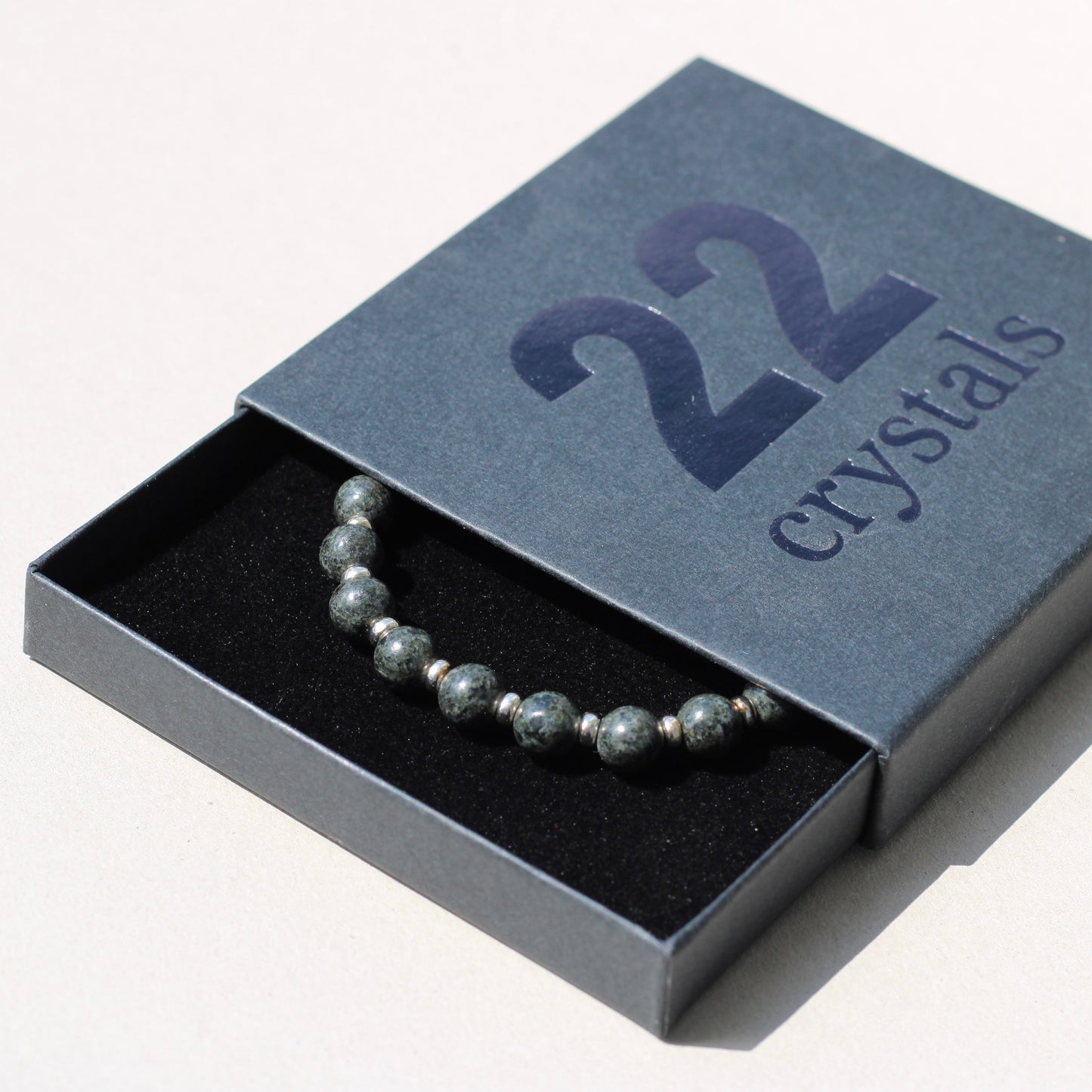 Preseli Bluestone (Unspotted) Power Bracelet With Sterling Silver & Dolerite Tumble