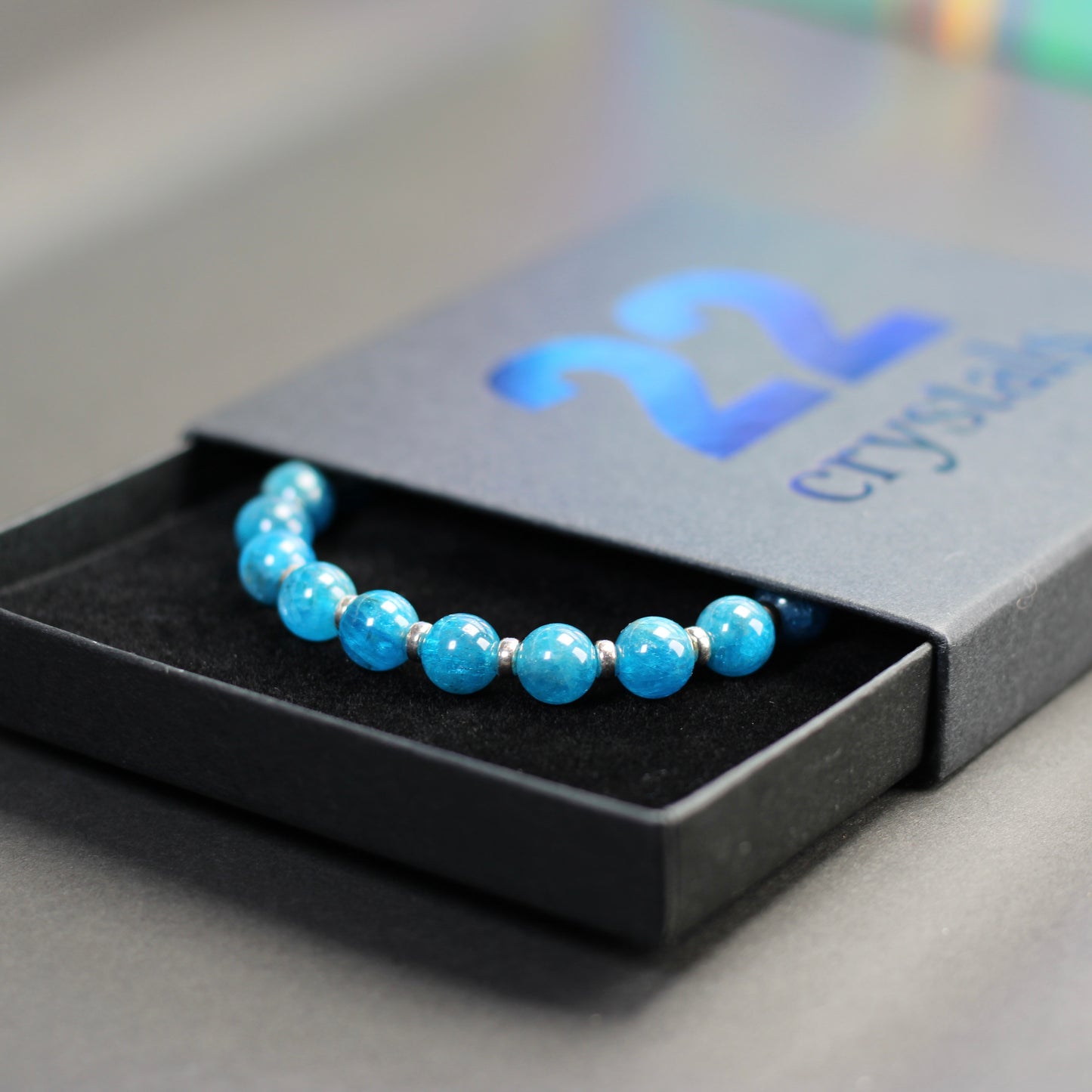 Apatite Power Bracelet With Sterling Silver & Golden Apatite Crystal
