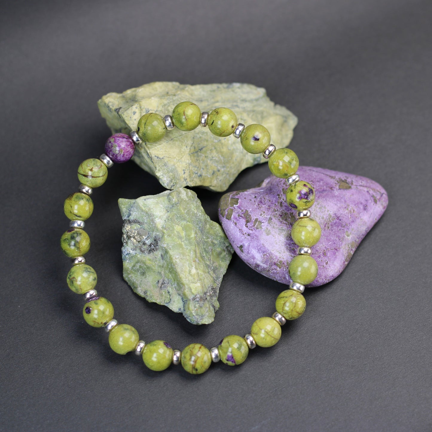 Atlantisite AA Power Bracelet With Sterling Silver & Atlantisite Tumble