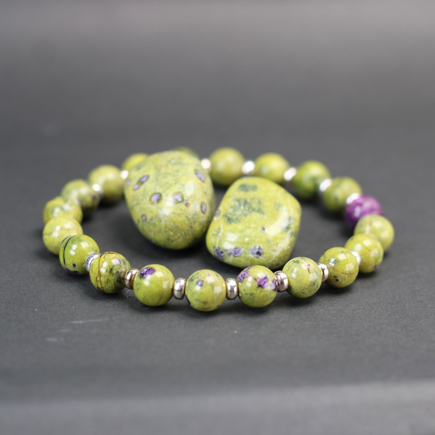 Atlantisite AA Power Bracelet With Sterling Silver & Atlantisite Tumble