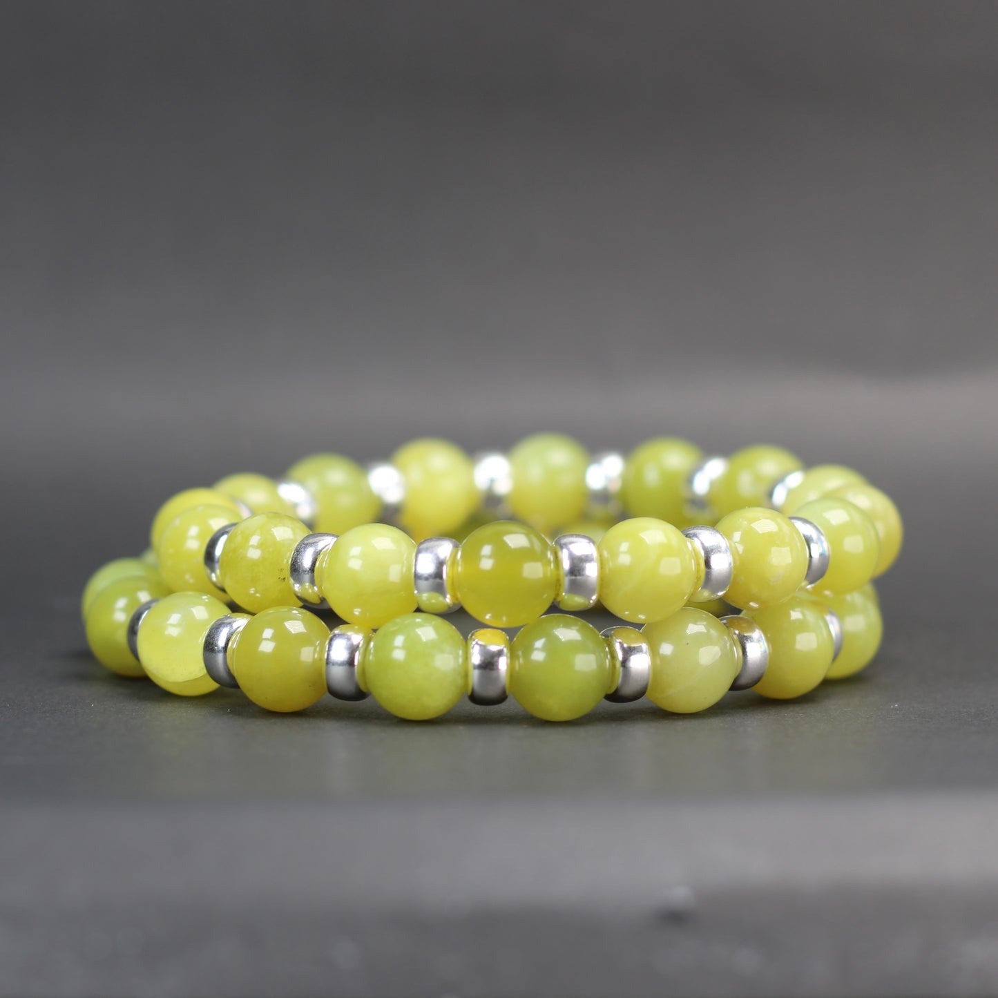 Olive Serpentine Chunky Power Bracelet With Sterling Silver & Healerite Tumble Stone