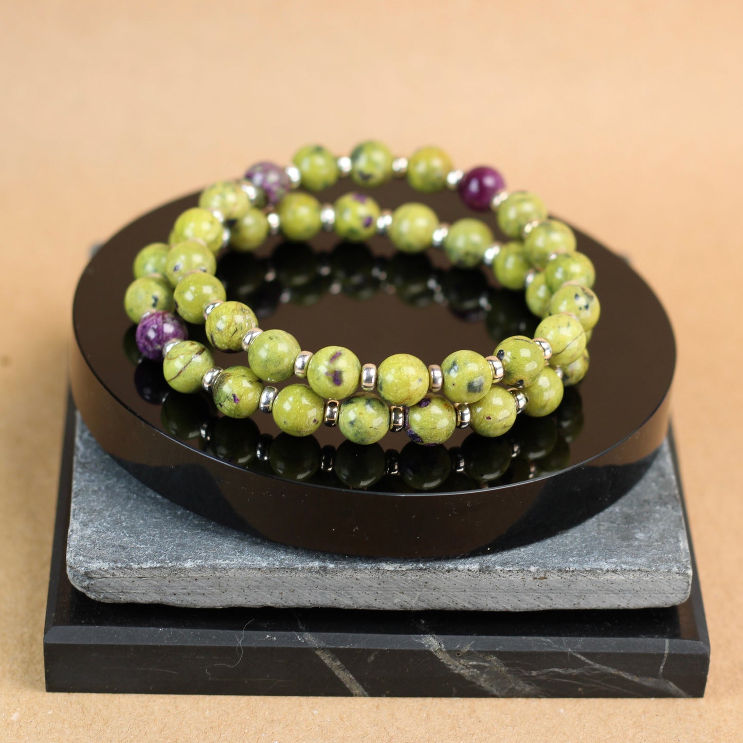 Atlantisite AA Power Bracelet With Sterling Silver & Atlantisite Tumble