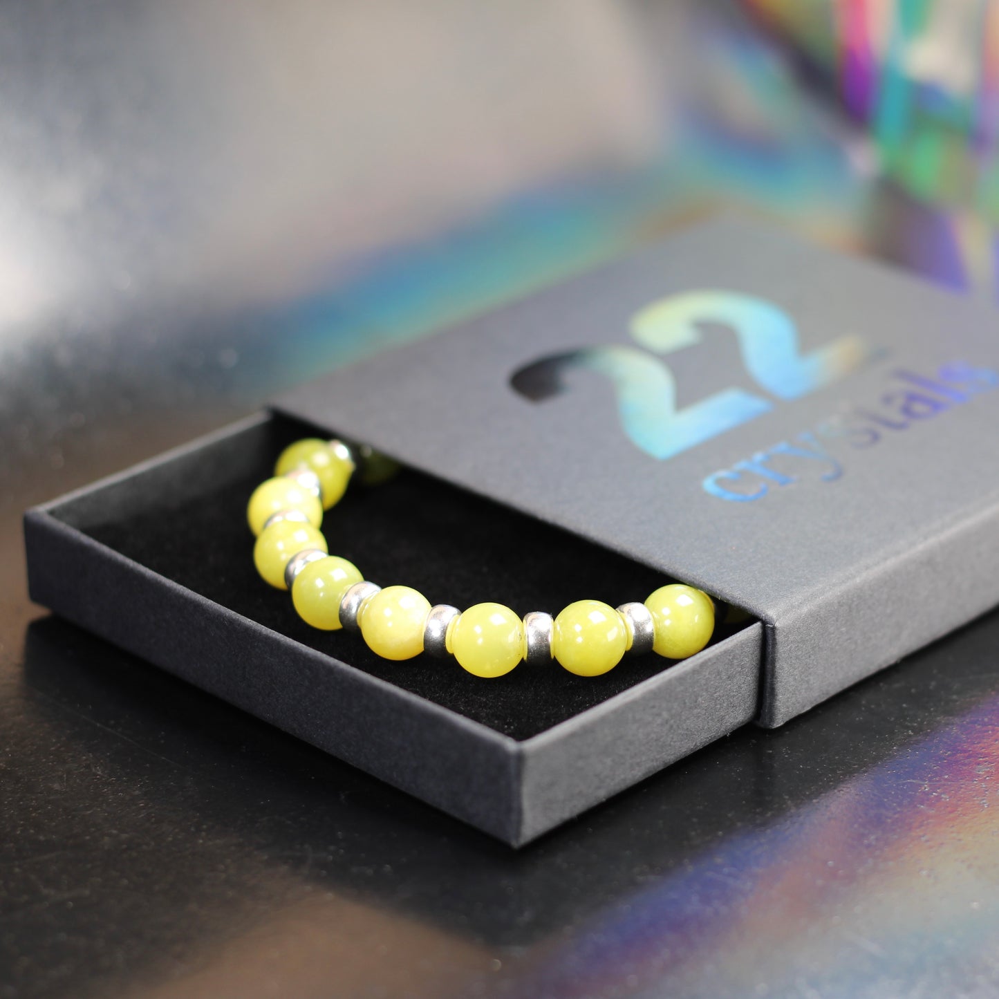Olive Serpentine Chunky Power Bracelet With Sterling Silver & Healerite Tumble Stone