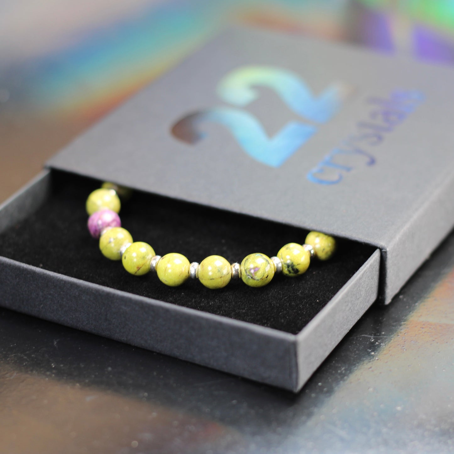 Atlantisite AA Power Bracelet With Sterling Silver & Atlantisite Tumble