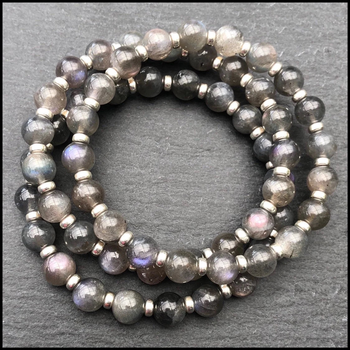 Labradorite Multi Coloured Power Bracelet & Labradorite Tumble Stone