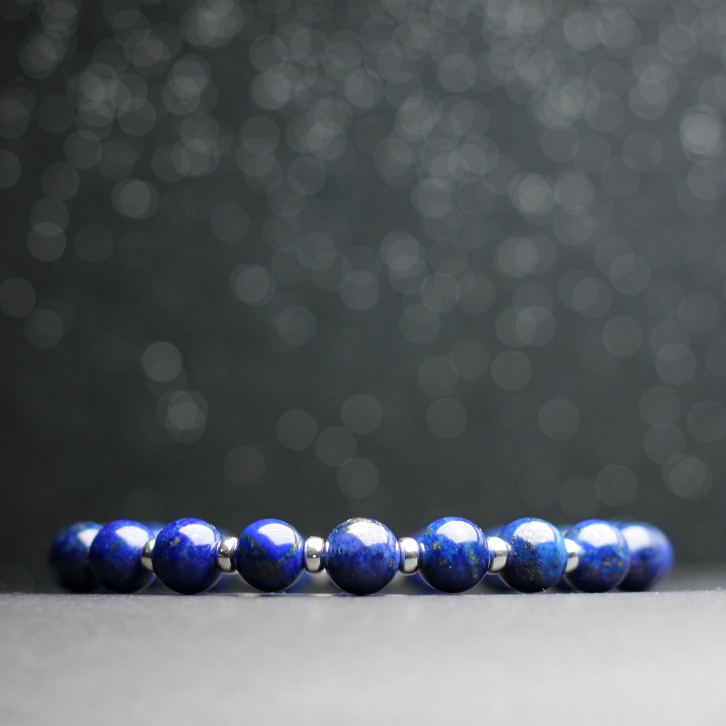 Lapis Lazuli Power Bracelet With Sterling Silver & Tumble Stone.