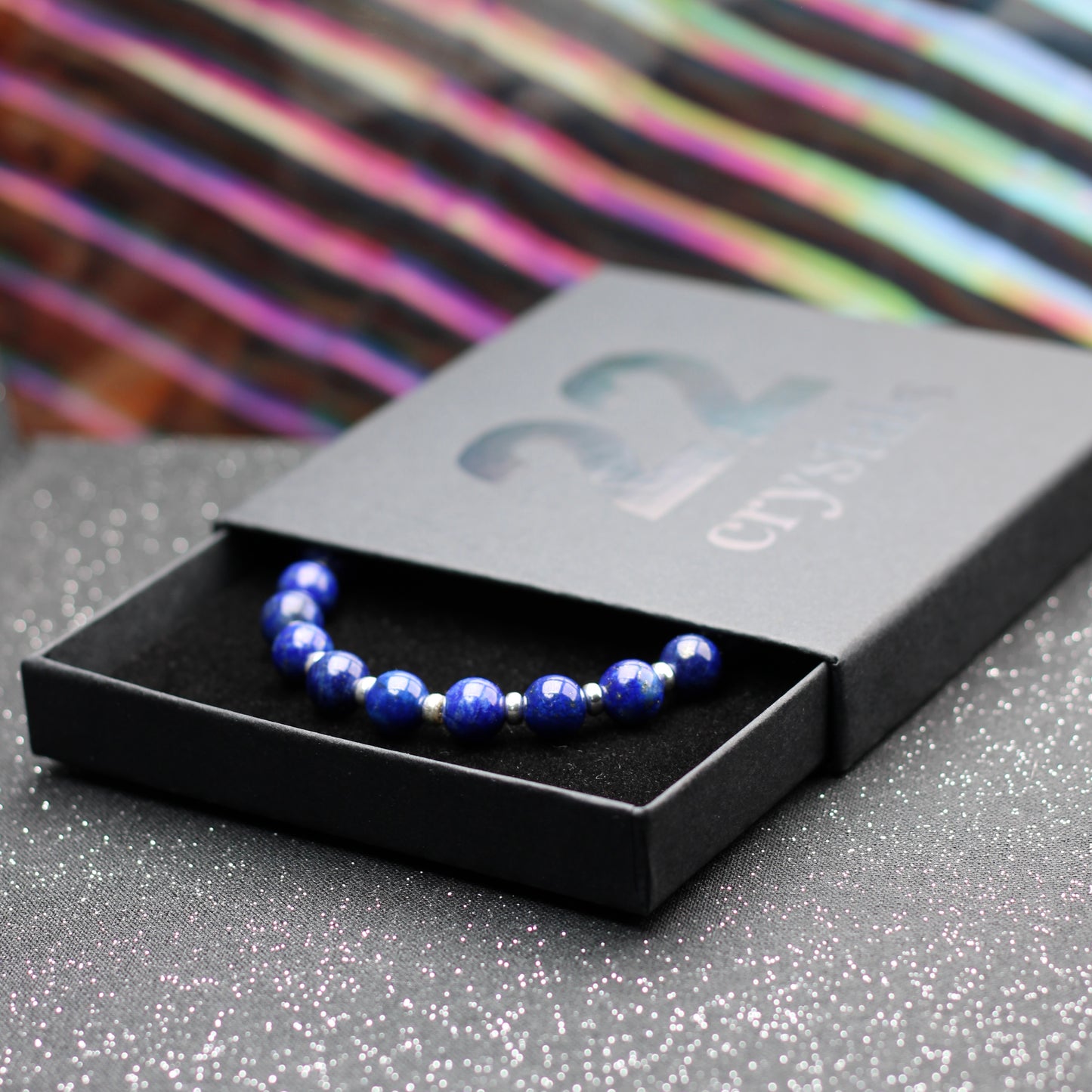 Lapis Lazuli Power Bracelet With Sterling Silver & Tumble Stone.