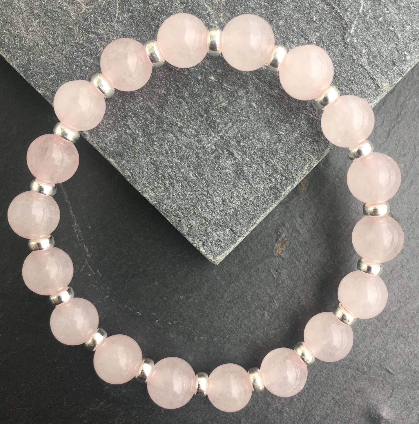 Rose Quartz Power Bracelet With Sterling Silver & Tumble