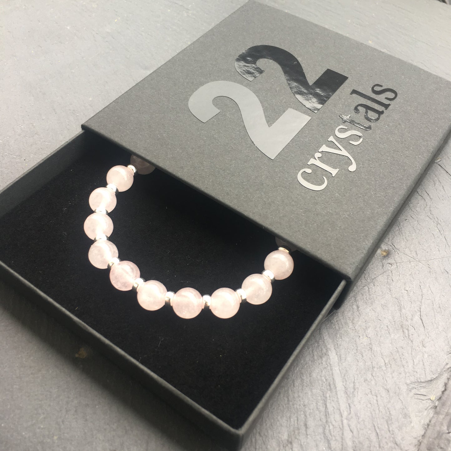 Rose Quartz Power Bracelet With Sterling Silver & Tumble