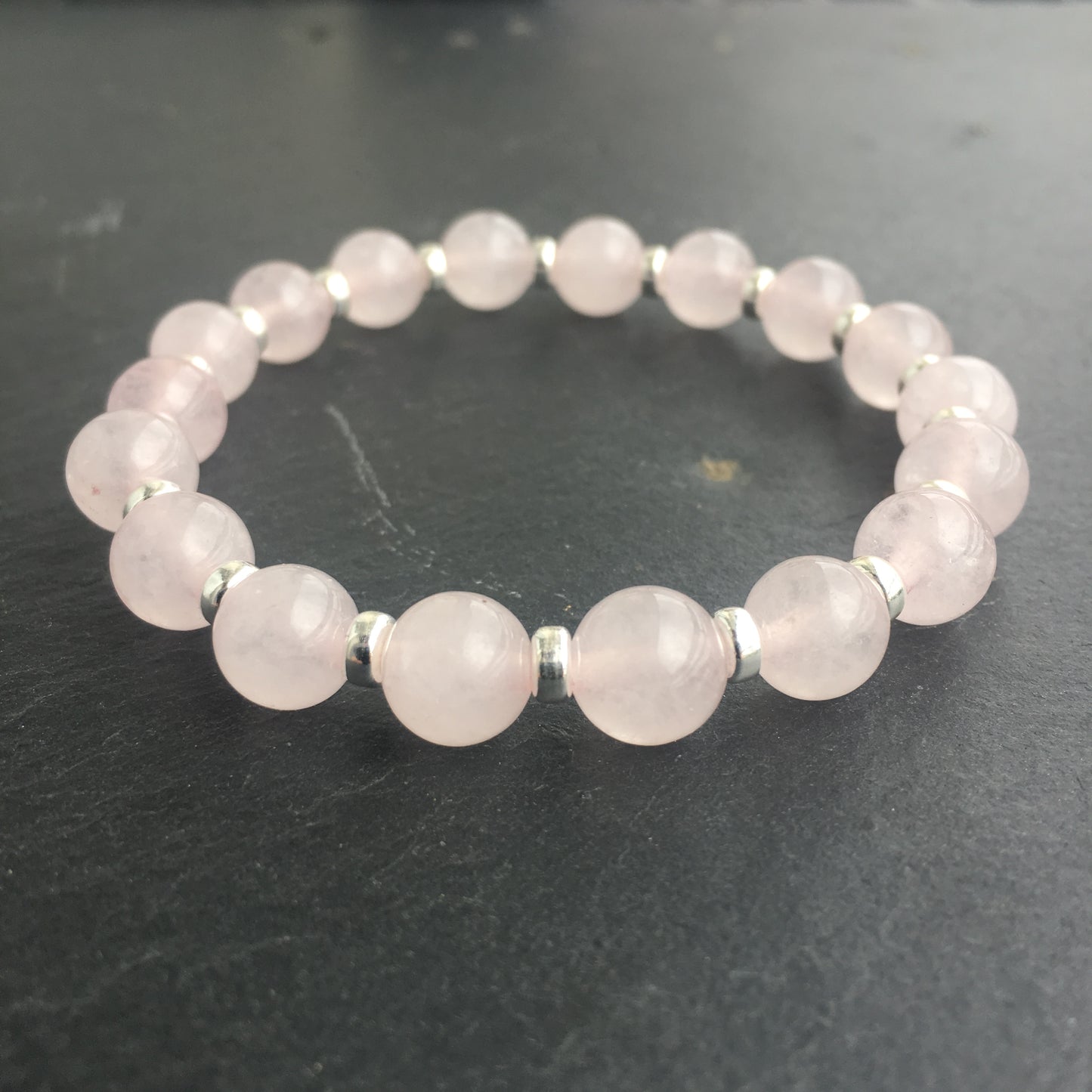Rose Quartz Power Bracelet With Sterling Silver & Tumble