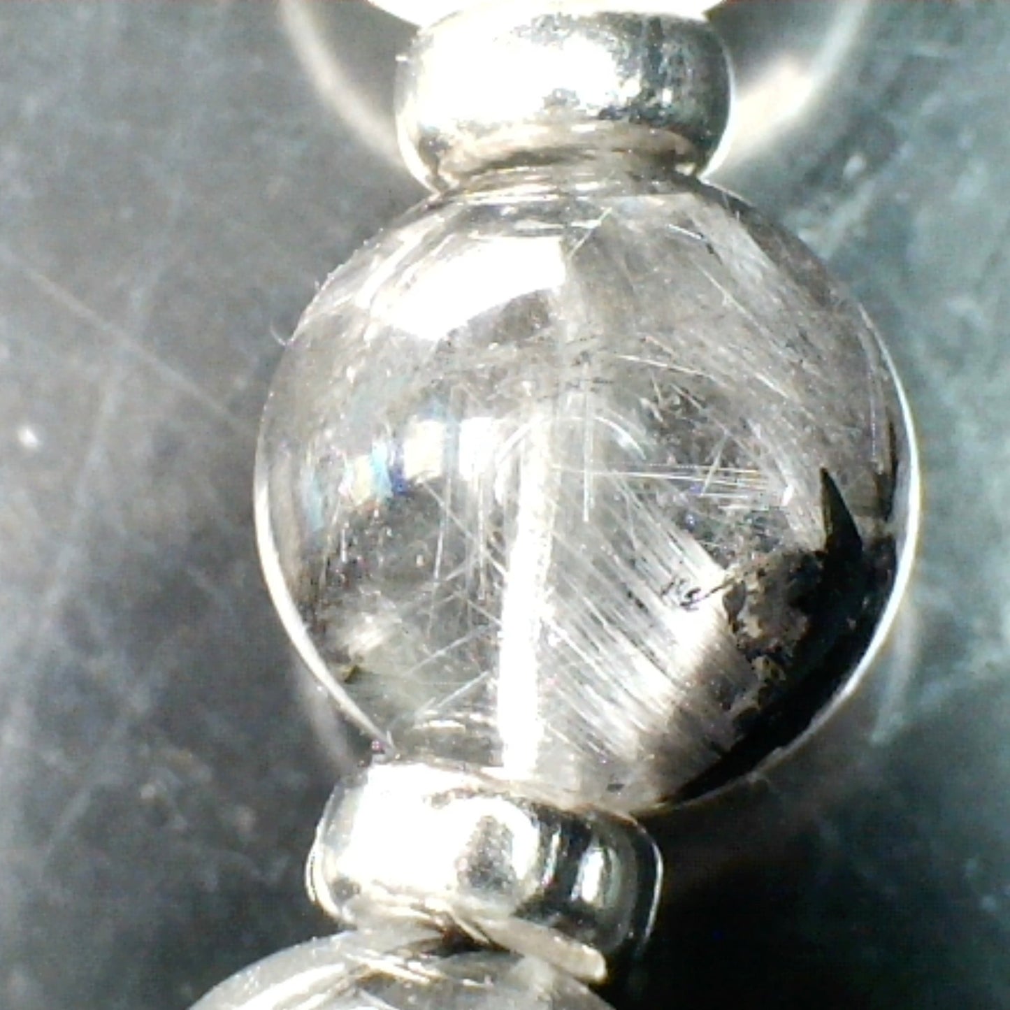 Brookite Fishbone In Quartz Silver Rutile Power Bracelet With Sterling Silver & Brookite Crystal