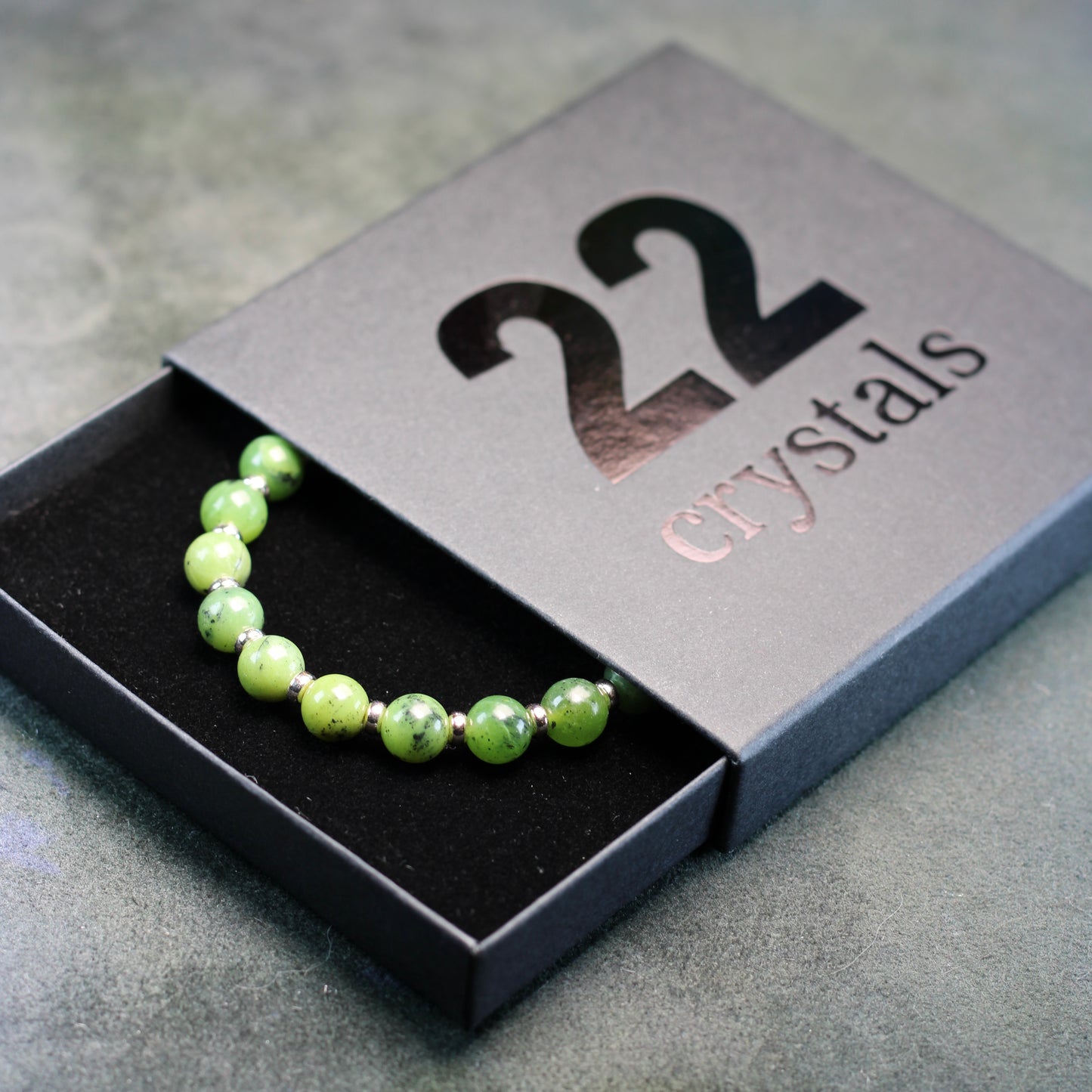 Canadian Jade Power Bracelet With Sterling Silver & Tumble Stone