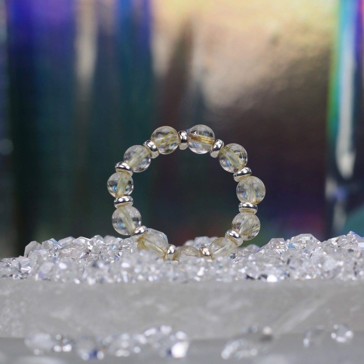 Golden Rutilated Quartz RING With Silver. Presented With A Tin, A Tag & A Herkimer Diamond