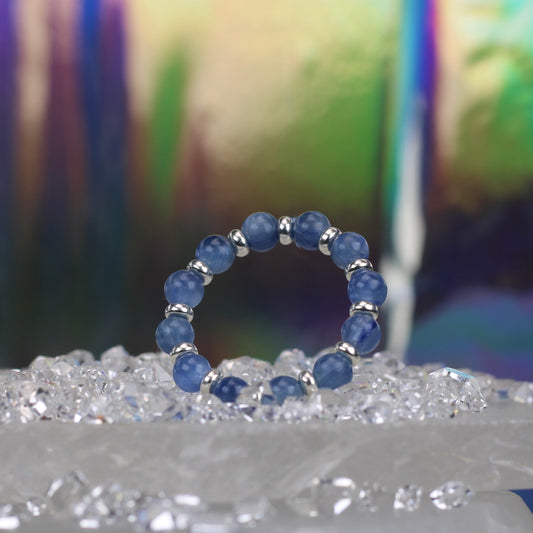 Kyanite RING With Silver. Presented With A Tin, A Tag & A Herkimer Diamond