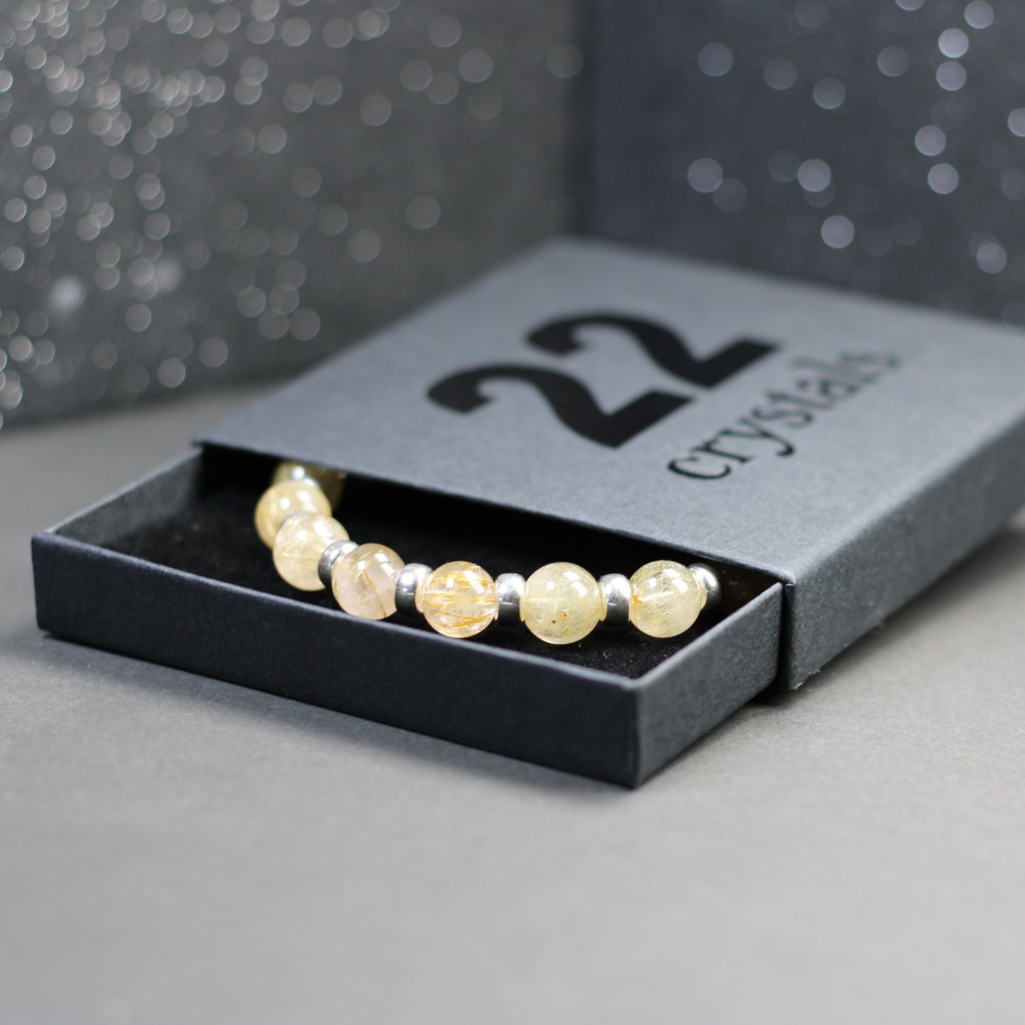 Golden Rutilated Quartz Chunky Power Bracelet & Sterling Silver & Tumble