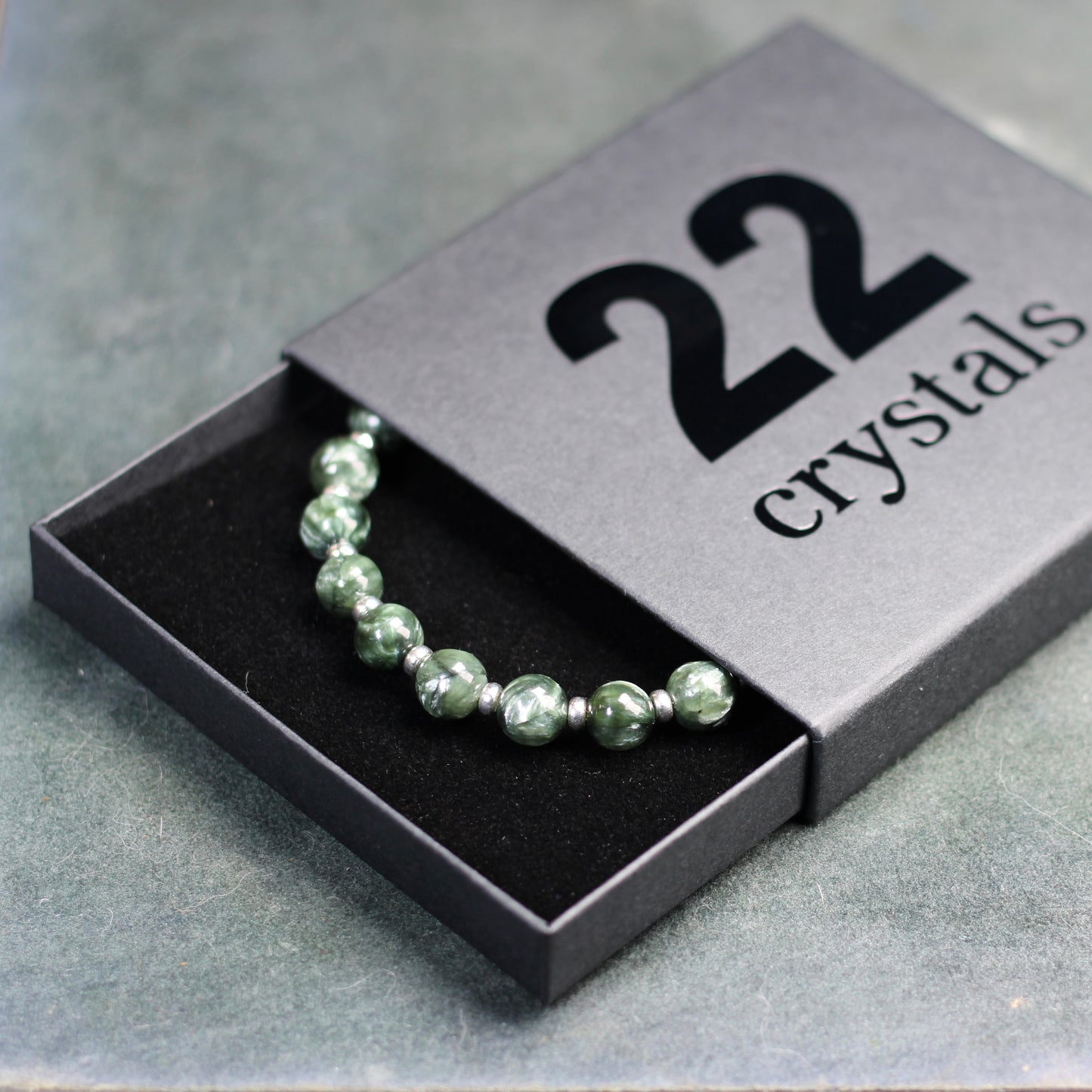 Seraphinite Power Bracelet With Sterling Silver & Tumble Stone