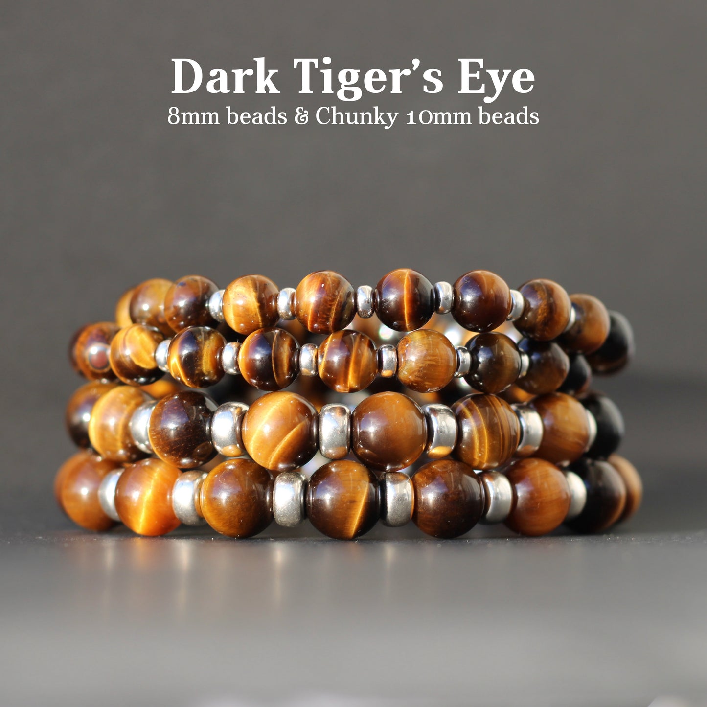 Tiger's Eye Chunky Power Bracelet With Sterling Silver & Heart