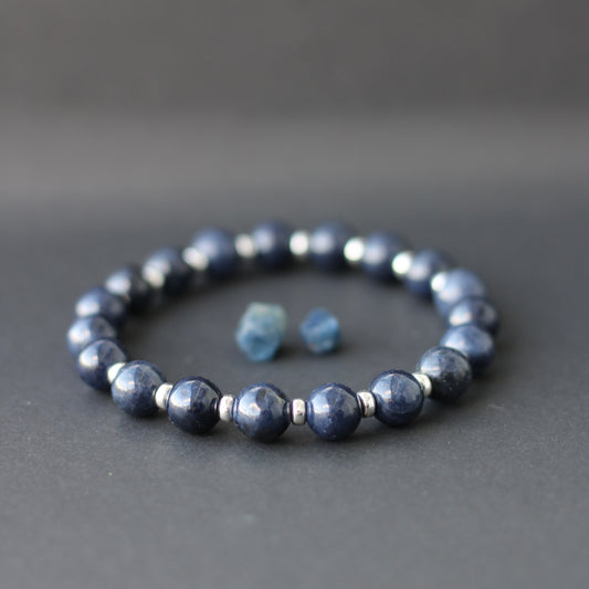 Sapphire Power Bracelet With Sterling Silver & Corundum Crystal.