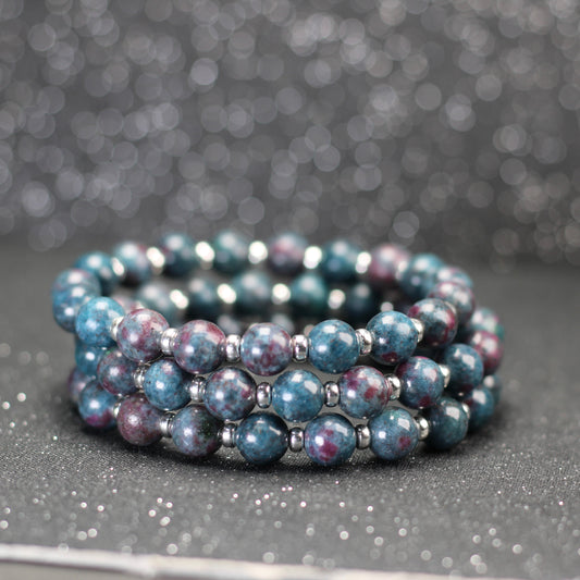 Ruby Kyanite Power Bracelet With Sterling Silver & Ruby Kyanite Heart