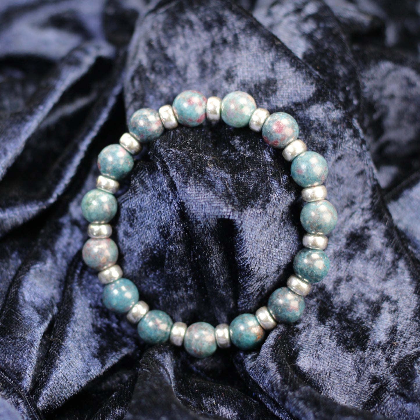 Ruby Kyanite Chunky Power Bracelet With Sterling Silver & Ruby Kyanite Heart