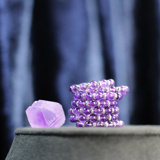 Amethyst RING With Silver. Presented With A Tin, A Tag & A Herkimer Diamond