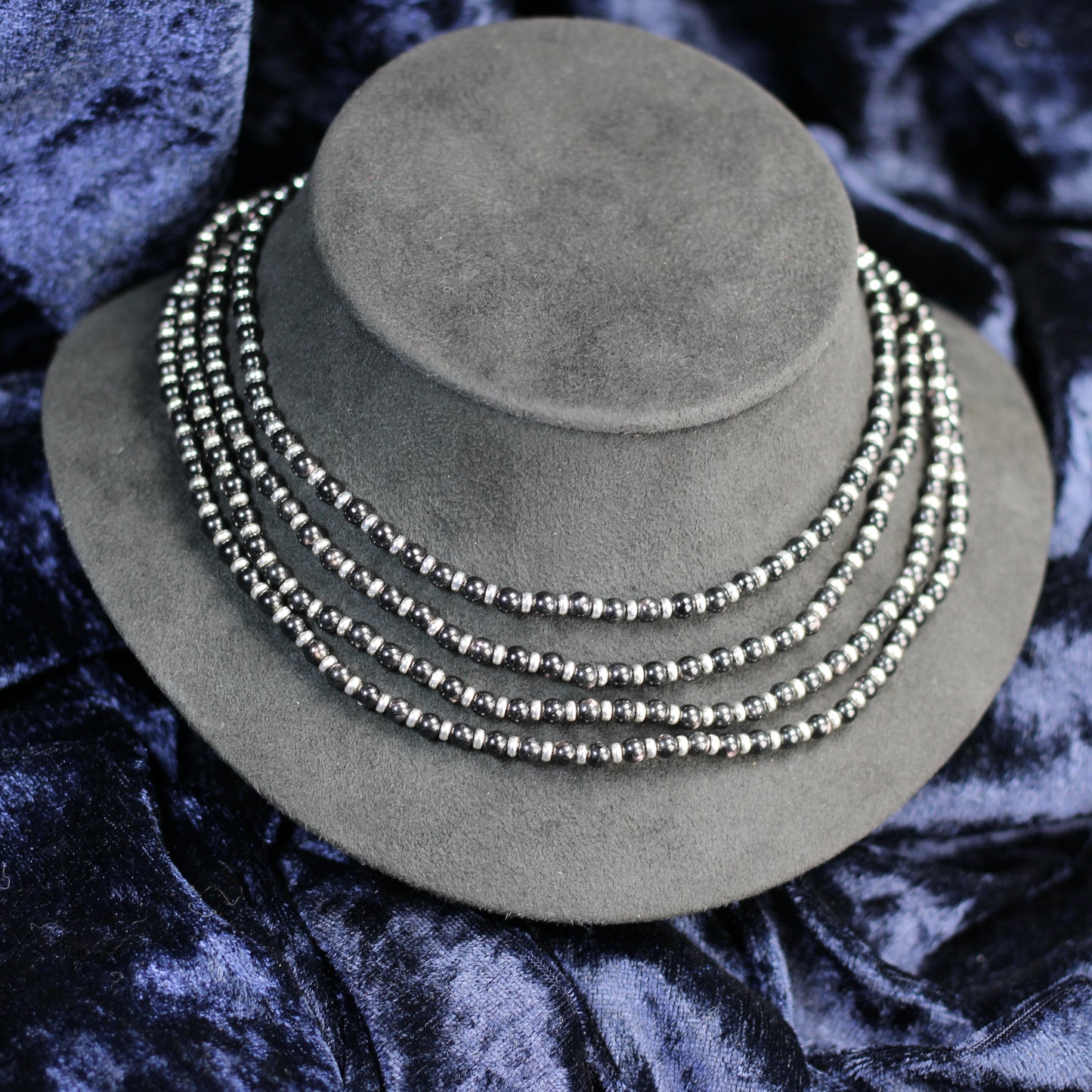 Hypersthene Choker Necklace With Sterling Silver & Tumble Stone