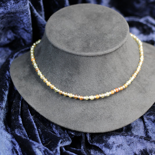 Chrysoberyl Choker Necklace With Sterling Silver & Gem Rough