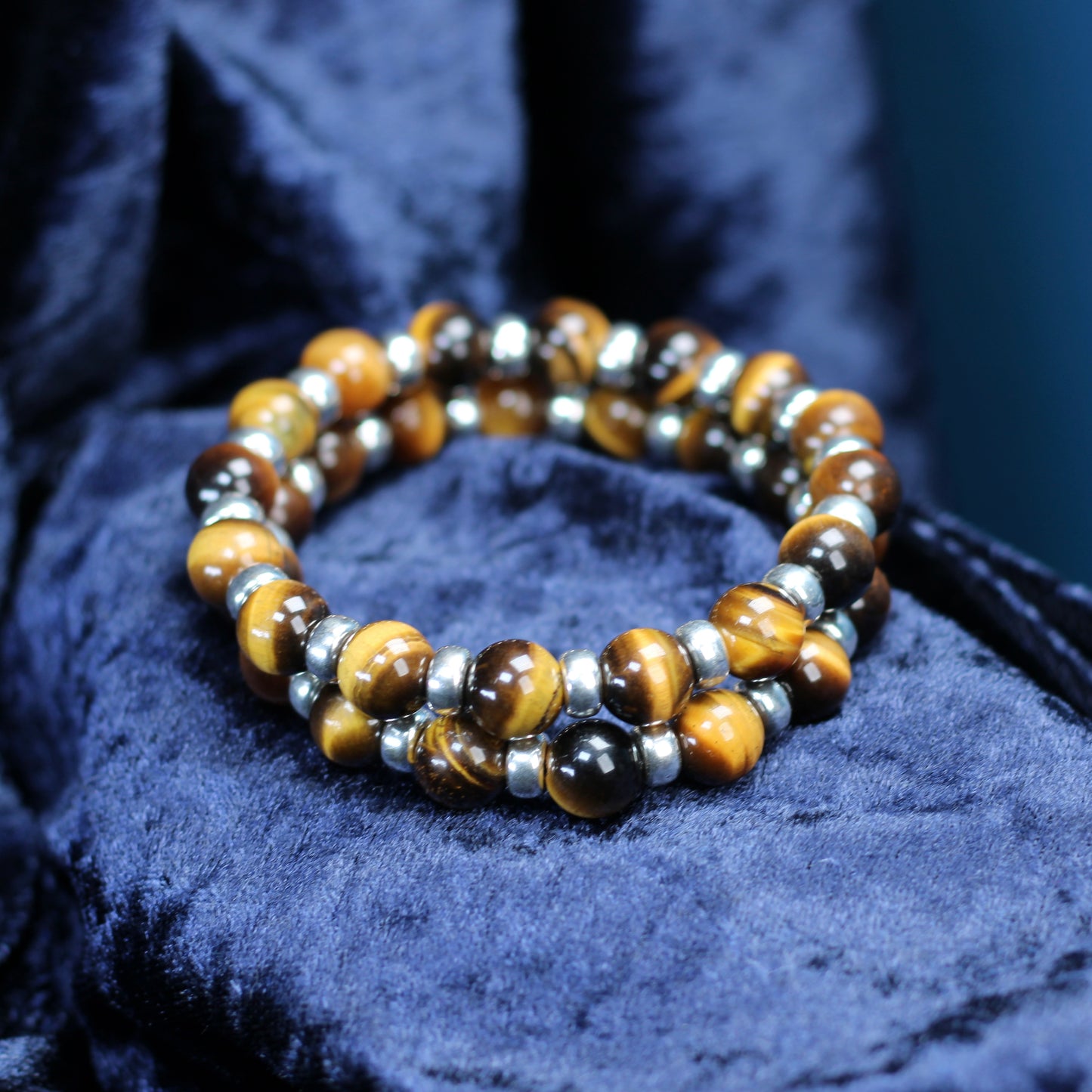 Tiger's Eye Chunky Power Bracelet With Sterling Silver & Heart