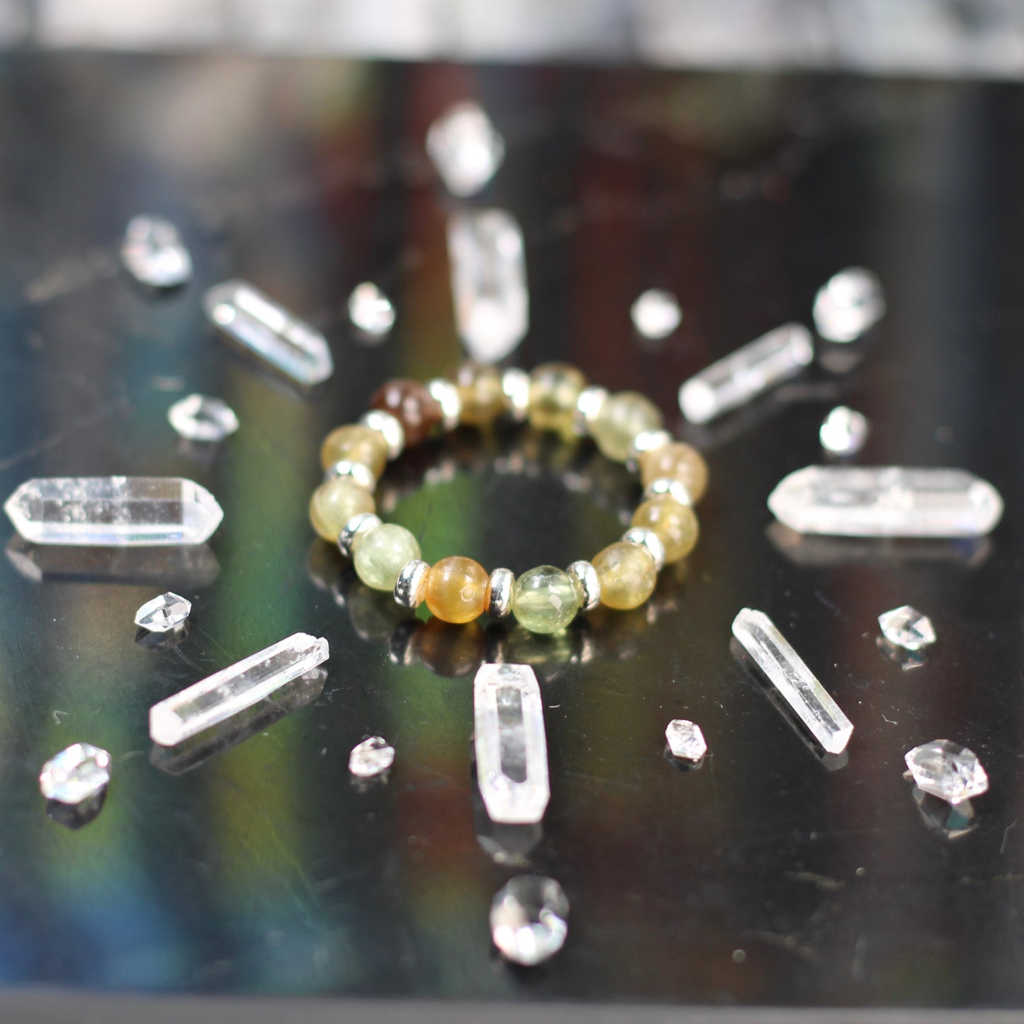 Chrysoberyl RING With Silver. Presented With A Tin, A Tag & A Herkimer Diamond