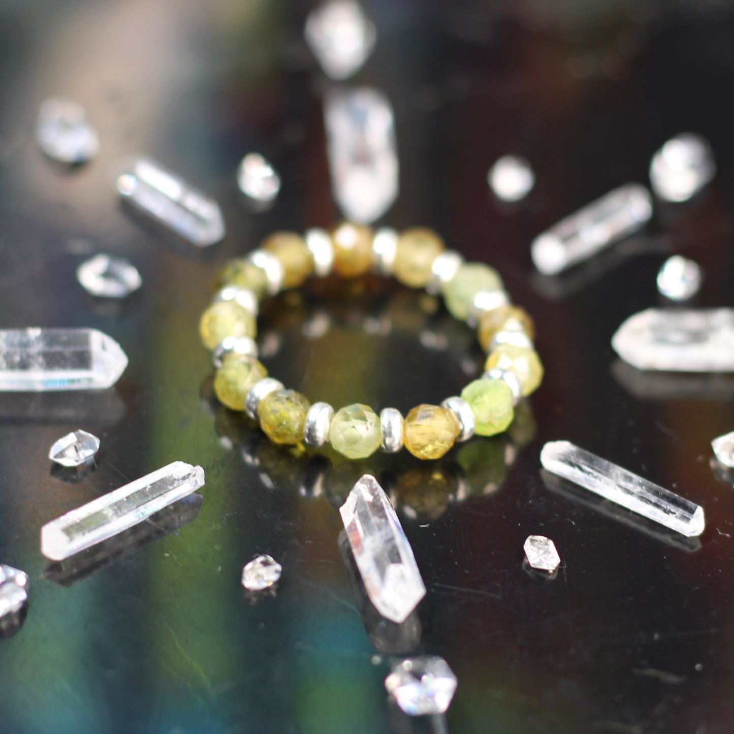 Grossular Garnet RING With Silver. Presented With A Tin, A Tag & A Herkimer Diamond