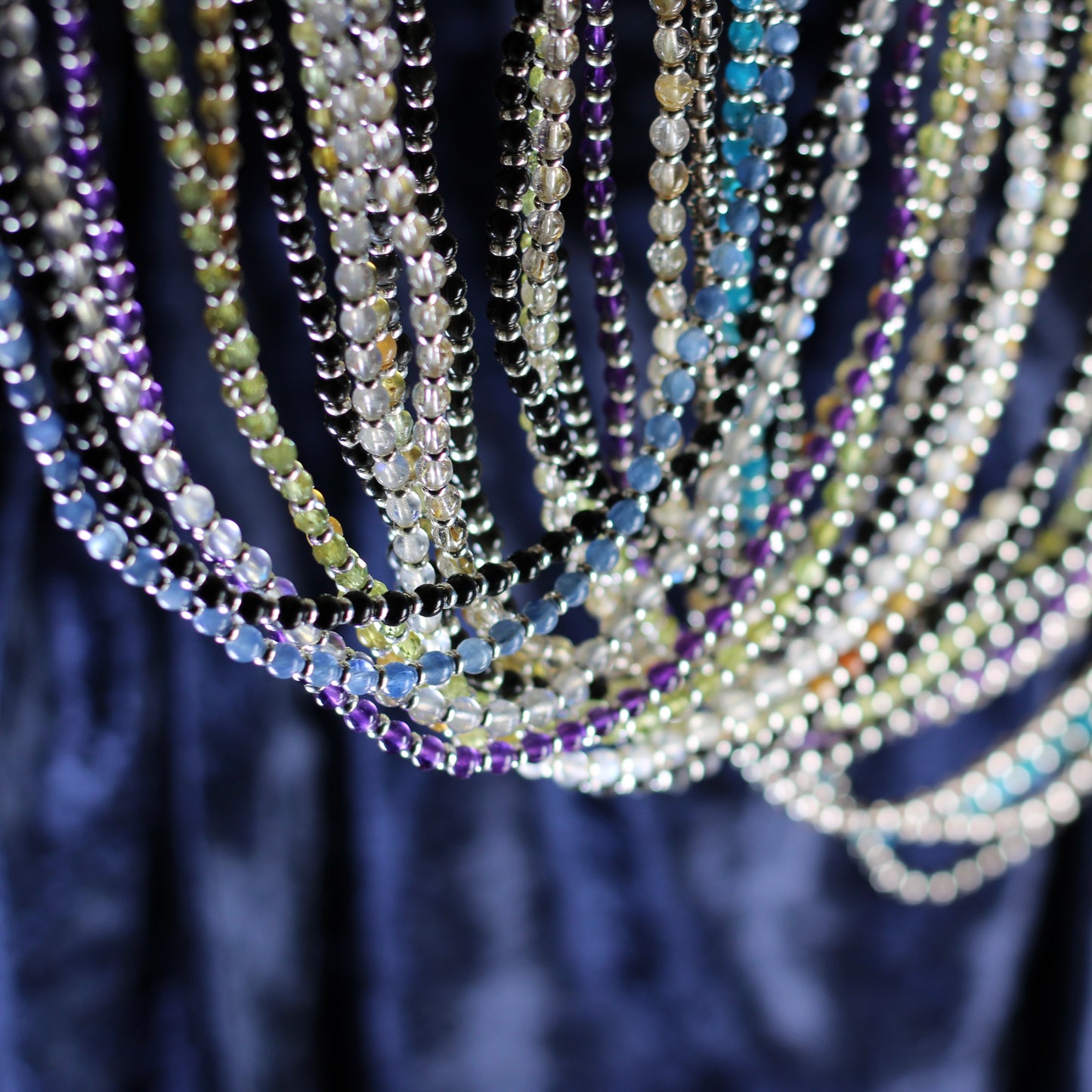 Hypersthene Choker Necklace With Sterling Silver & Tumble Stone