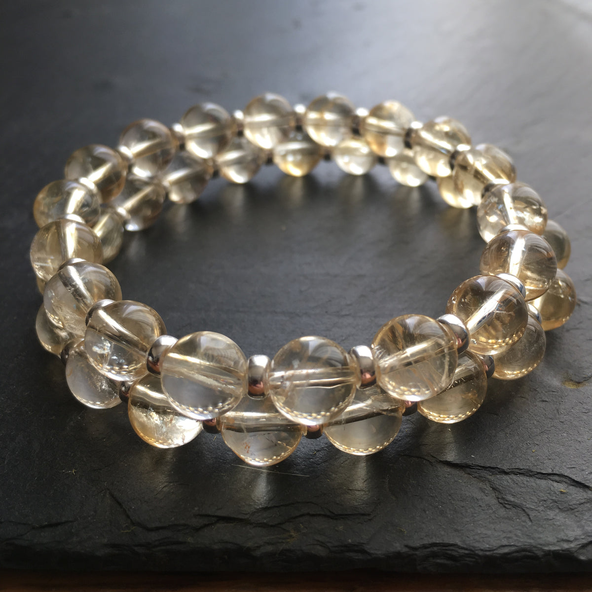 Citrine Power Bracelet With Sterling Silver & Tumble Stone