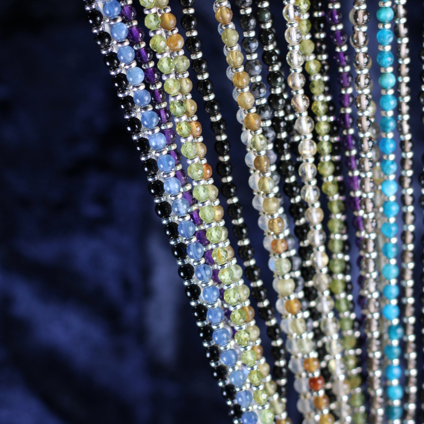 Hypersthene Choker Necklace With Sterling Silver & Tumble Stone