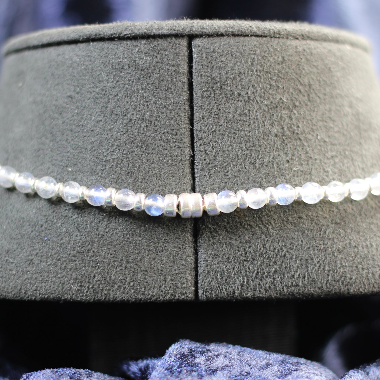Labradorite Choker Necklace With Sterling Silver & Tumble Stone