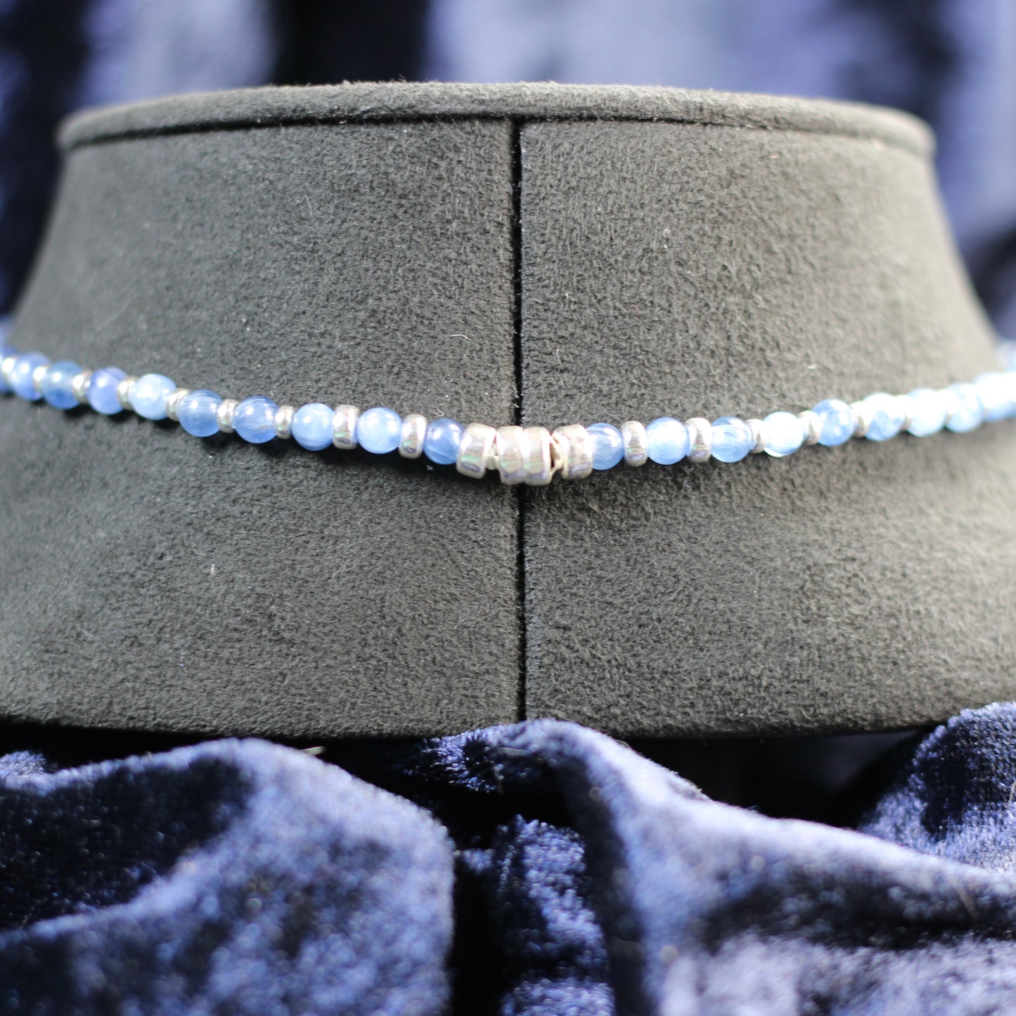 Kyanite Choker Necklace With Sterling Silver & Kyanite Blade