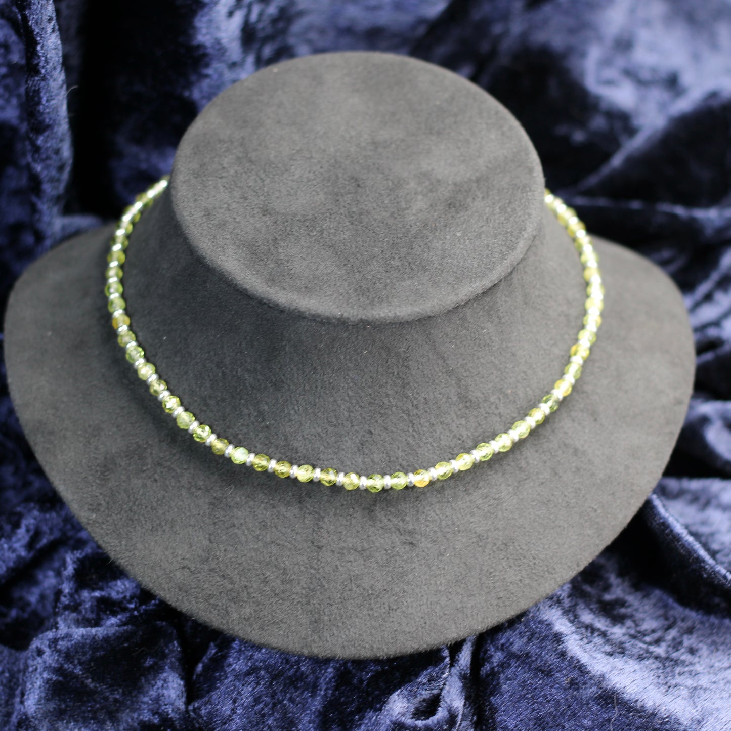 Peridot Choker Necklace With Sterling Silver & Gem Rough