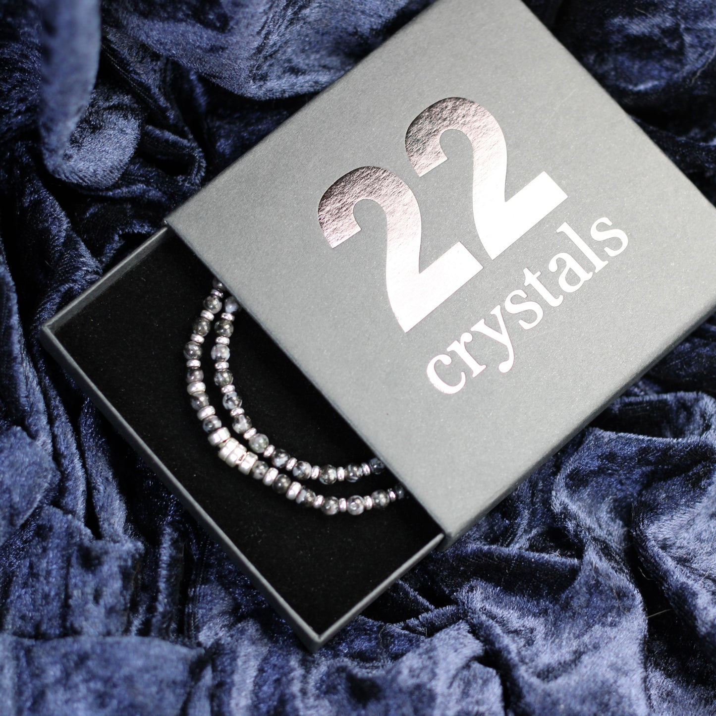 Indigo Gabbro Choker Necklace With Sterling Silver & Indigo Gabbro Tumble Stone