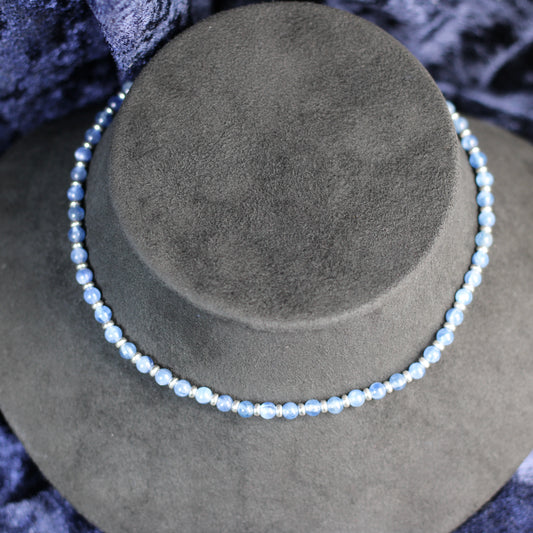 Kyanite Choker Necklace With Sterling Silver & Kyanite Blade