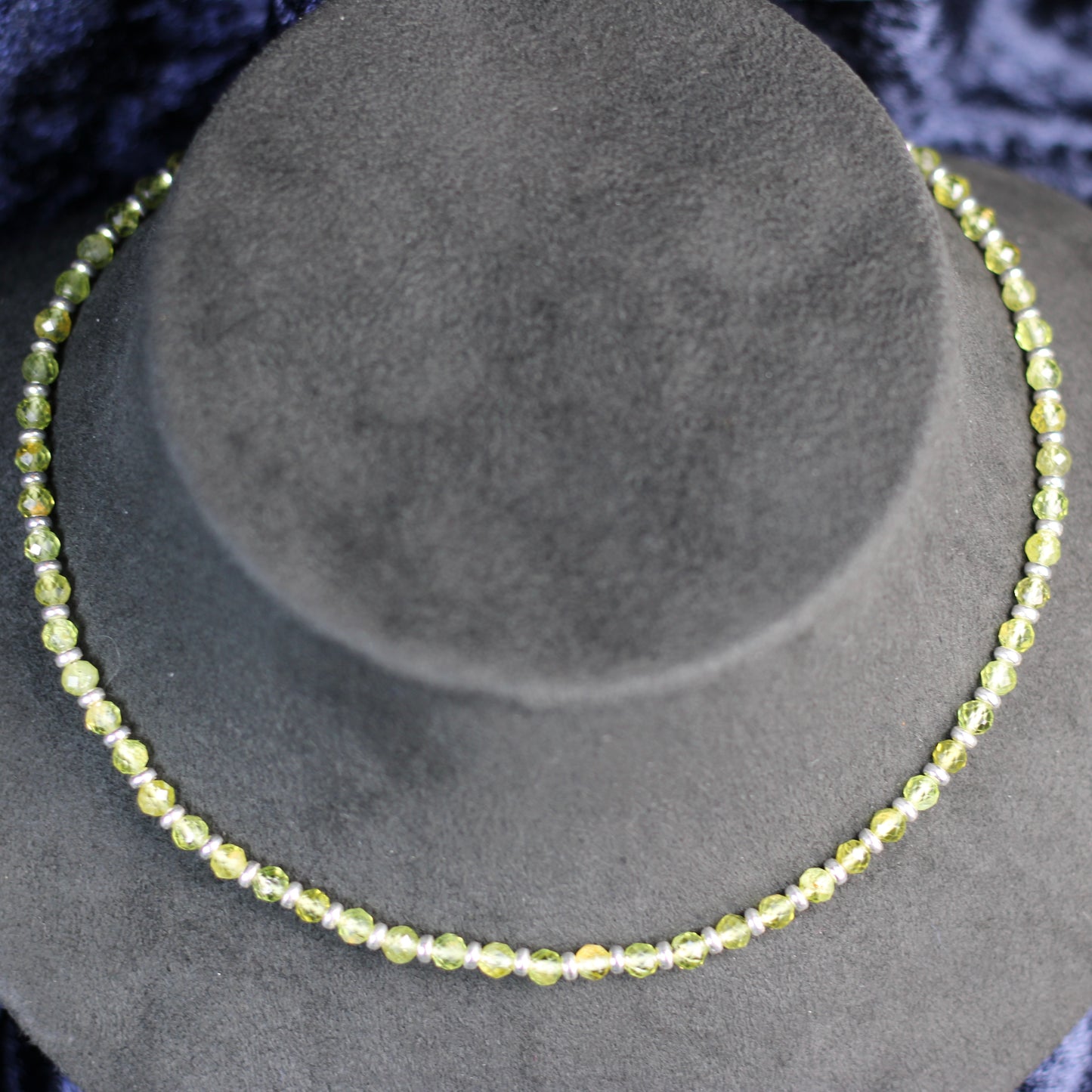 Peridot Choker Necklace With Sterling Silver & Gem Rough