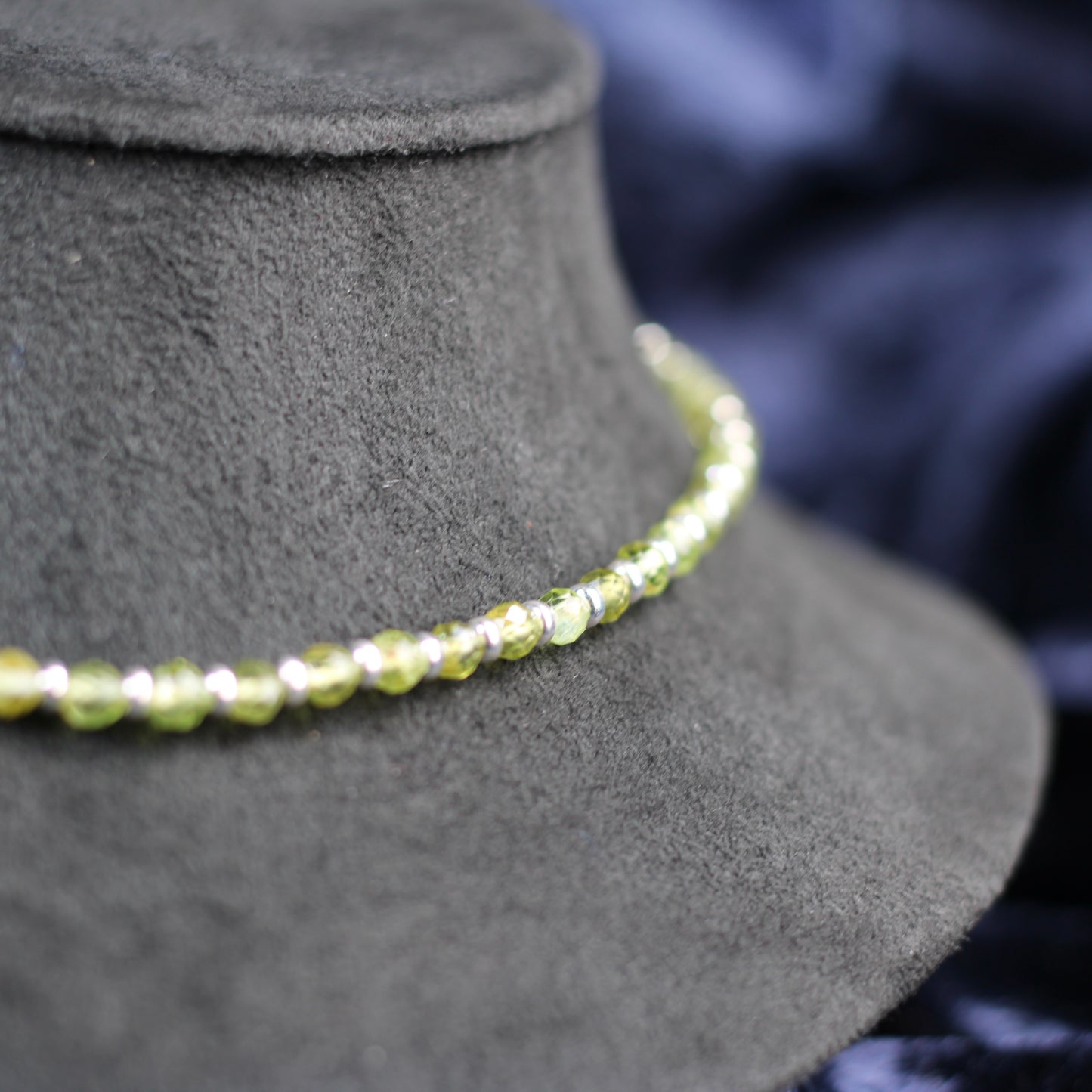 Peridot Choker Necklace With Sterling Silver & Gem Rough
