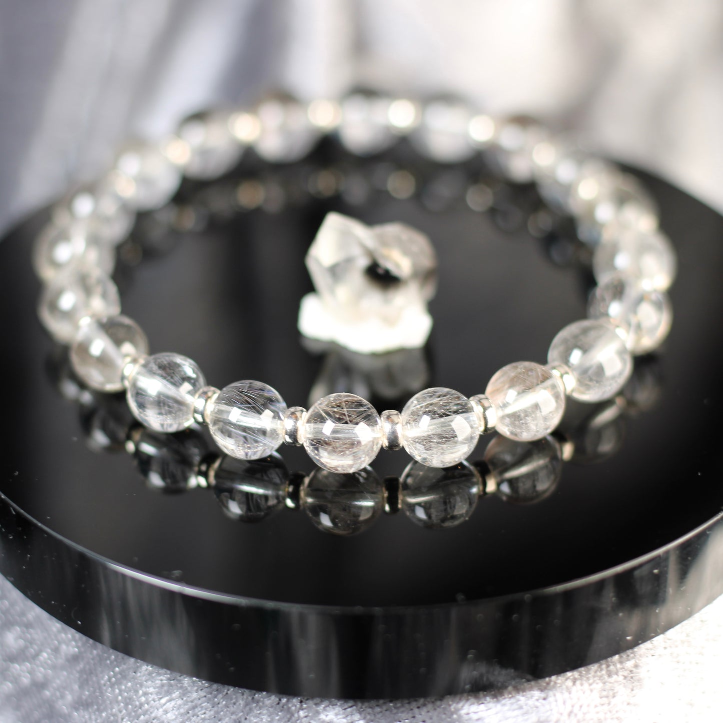 Brookite In Quartz Silver Rutile Power Bracelet With Sterling Silver & Brookite Crystal