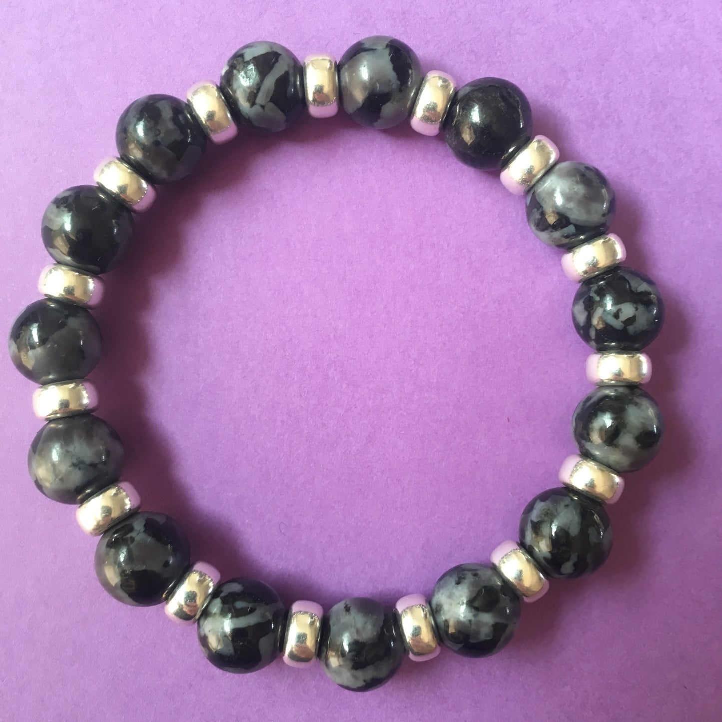 Indigo Gabbro Chunky Power Bracelet With Sterling Silver & Tumble Stone