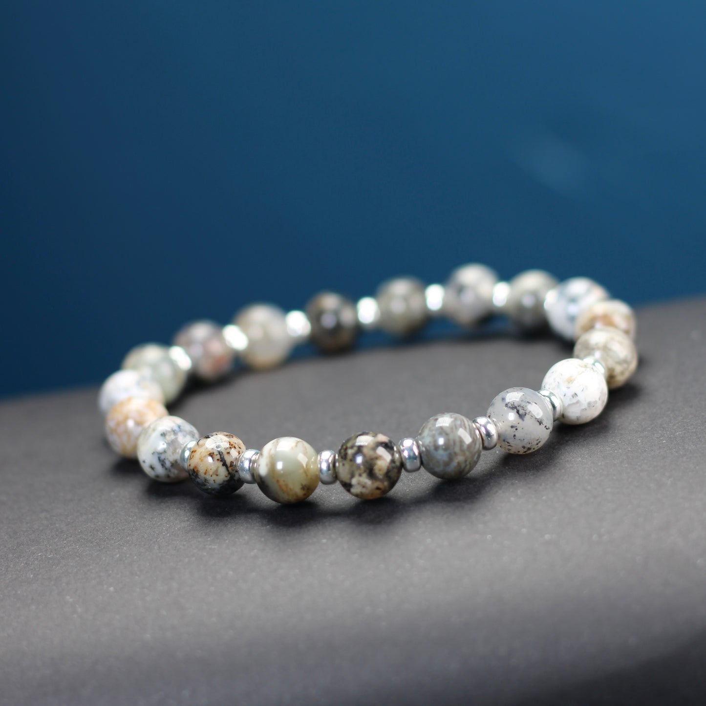 Merlinite Power Bracelet With Sterling Silver & Tumble Stone