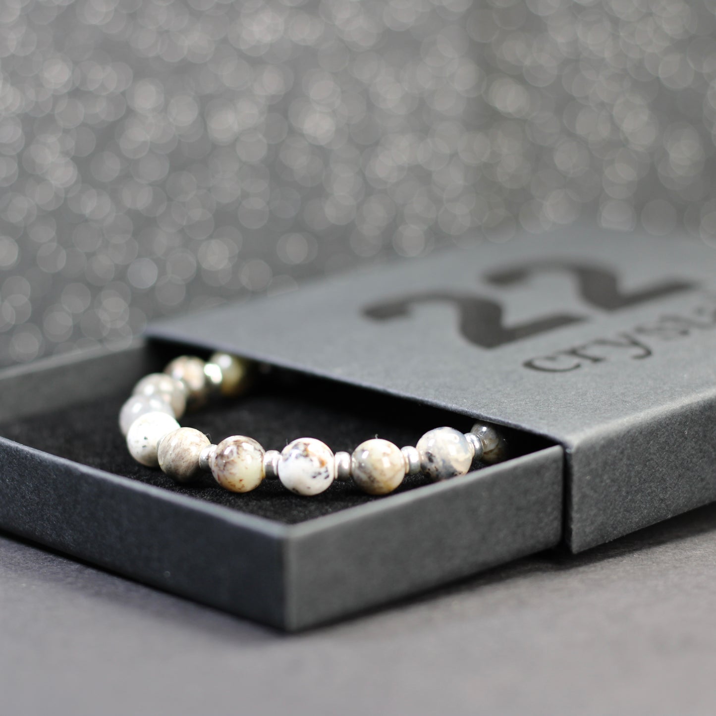 Merlinite Power Bracelet With Sterling Silver & Tumble Stone