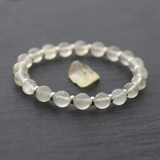 Libyan Desert Glass Power Bracelet With Sterling Silver & LDG Piece