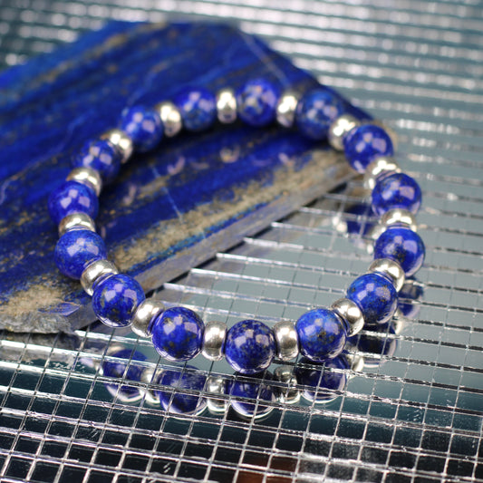Lapis Lazuli Chunky Power Bracelet With Sterling Silver