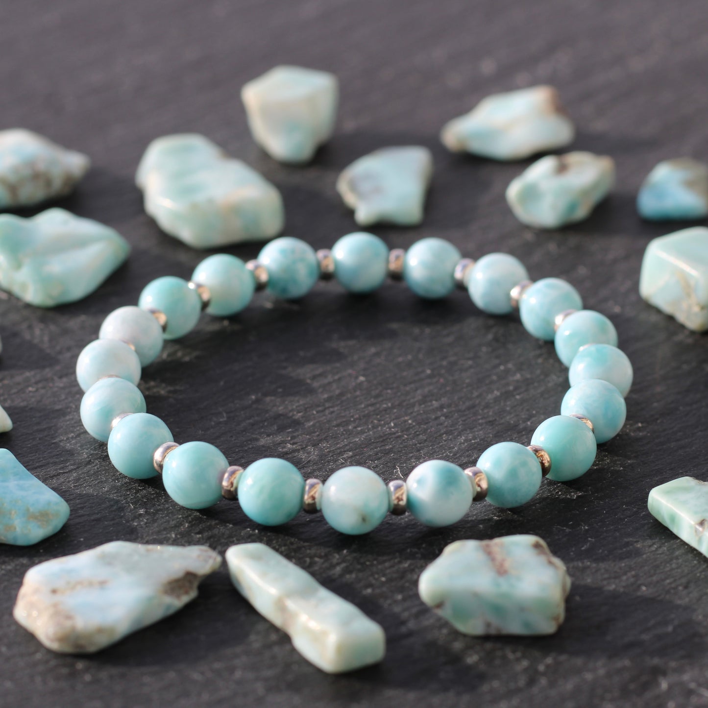 Larimar Power Bracelet With Sterling Silver & Tumble