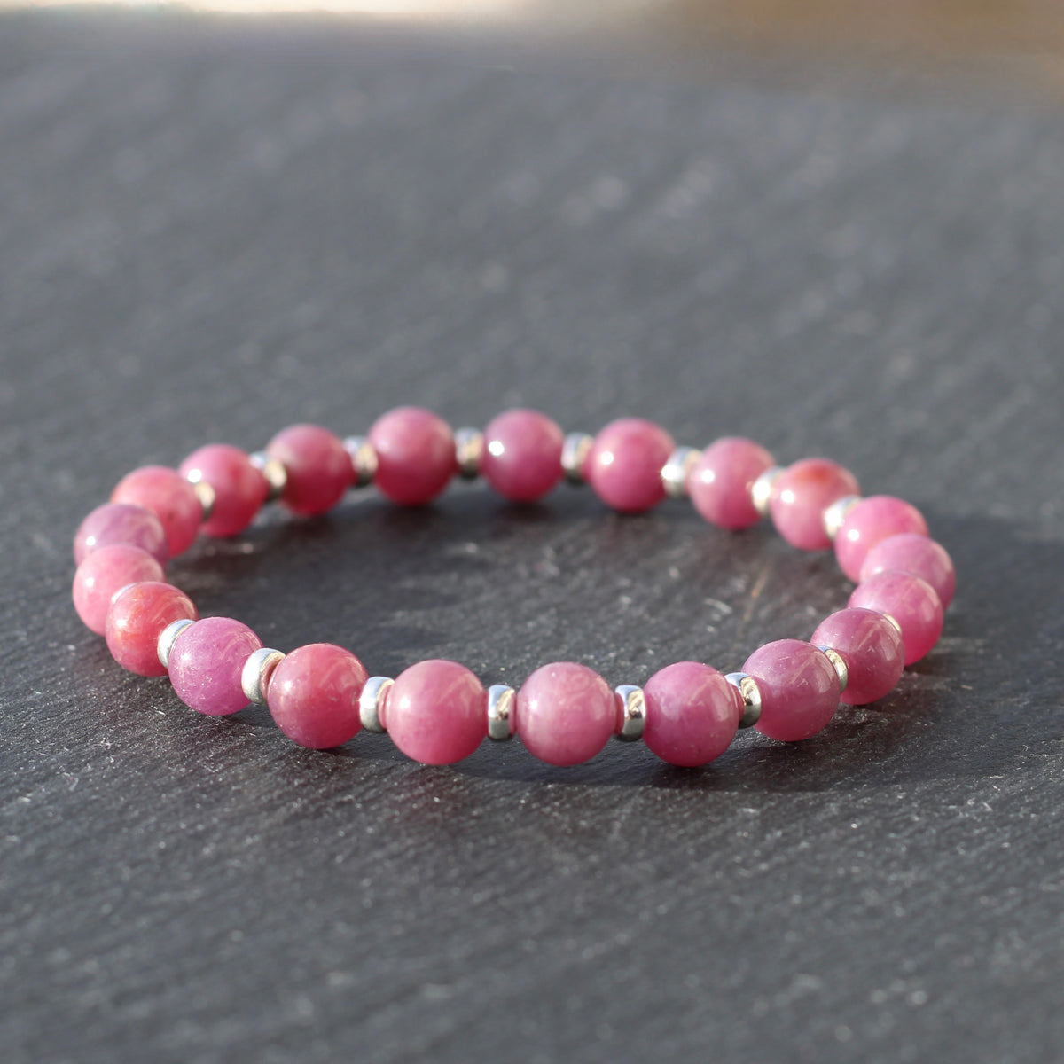 Ruby Power Bracelet With Sterling Silver & Ruby Crystal